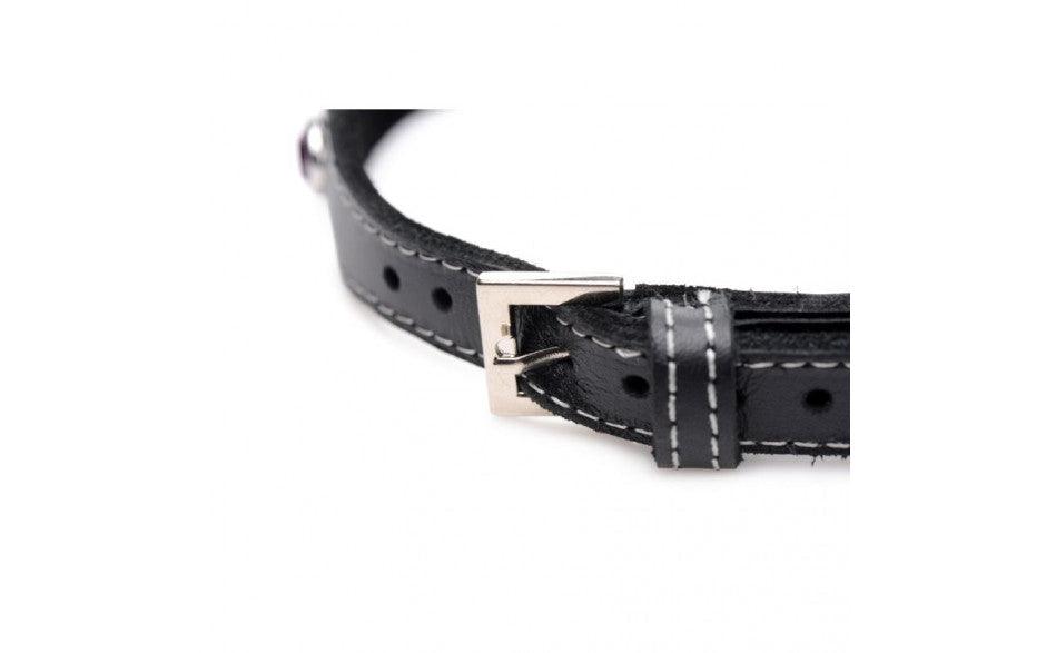 Bling Vixen Leather Choker w Red Rhinestones - Adult Toys
