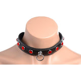 Bling Vixen Leather Choker w Red Rhinestones - Naughty by Nature Adult Store