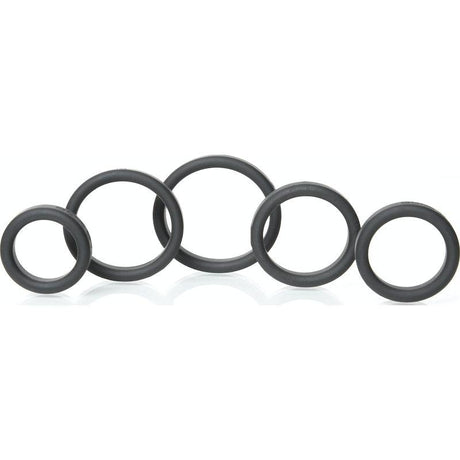 Boneyard Silicone Ring 5 Pc Kit Black - Adult Toys