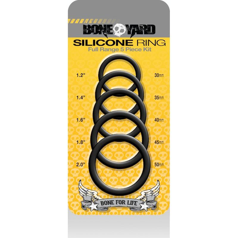Boneyard Silicone Ring 5 Pc Kit Black - Adult Toys