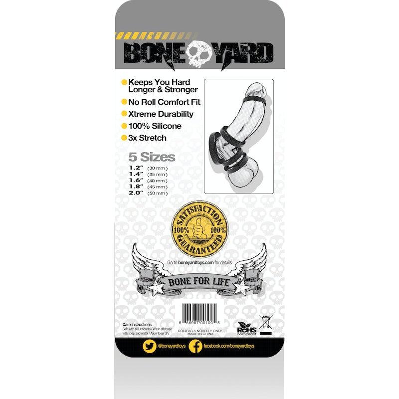 Boneyard Silicone Ring 5 Pc Kit Black - Adult Toys
