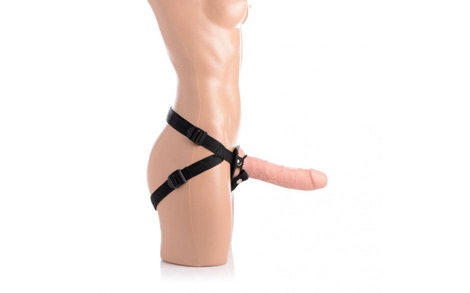 Brazen 8" Silicone Dildo w Harness Flesh - Adult Toys