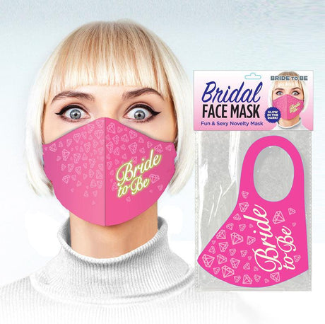 Bridal Face Mask - Bride To Be - Glow Pink Novelty Mask - Naughty by Nature Adult Store