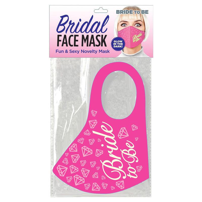 Bridal Face Mask - Bride To Be - Glow Pink Novelty Mask - Naughty by Nature Adult Store