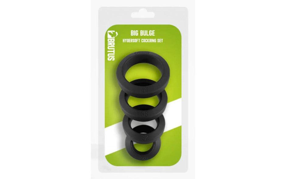 Brutus Big Bulge Silicone Cock Ring 4 Pc Set - Adult Toys