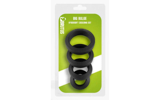 Brutus Big Bulge Silicone Cock Ring 4 Pc Set - Adult Toys