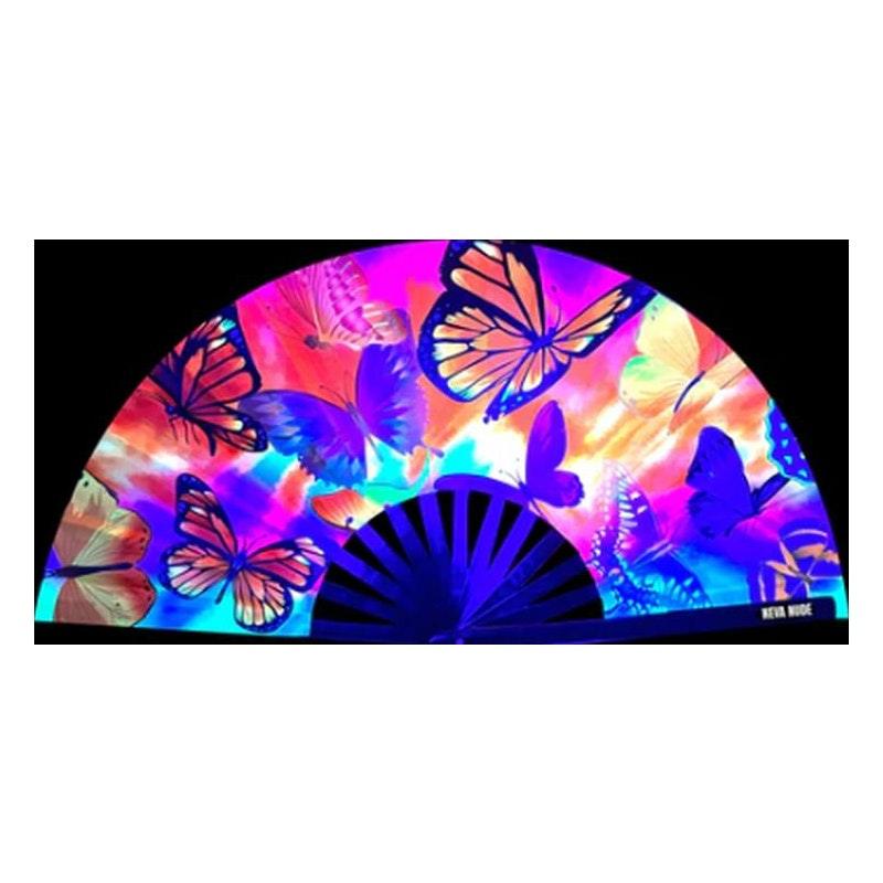 Butterfly Garden Blacklight Folding Fan - Naughty by Nature Adult Store