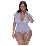 Cap Sleeve Basque and Thong Set - Lingerie