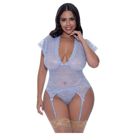 Cap Sleeve Basque and Thong Set - Lingerie