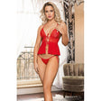 Cara 2 Pc Babydoll & G - String Red - Lingerie