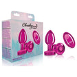 Cheeky Charms Pink Rechargeable Vibrating Metal Butt Plug w Remote Medium - Adult Toys