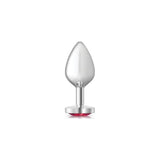 Cheeky Charms Silver Metal Butt Plug w Heart Pink Jewel Medium - Adult Toys