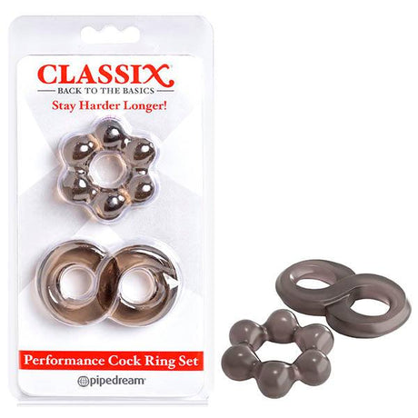 Classix Performance Cock Ring Set - Smoke Cock Rings - Set of 2 - Naughty by Nature Adult Store