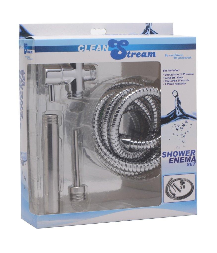 CleanStream Shower Enema System – Metal Hose with 2 Nozzle Attachments - Adult Toys