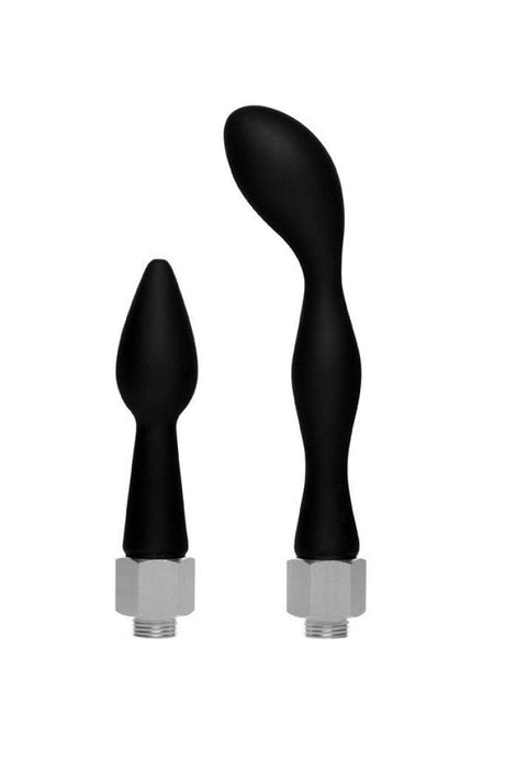 CleanStream Silicone Enema Attachment Set – Black Nozzle Tips | 2 Pack - Adult Toys
