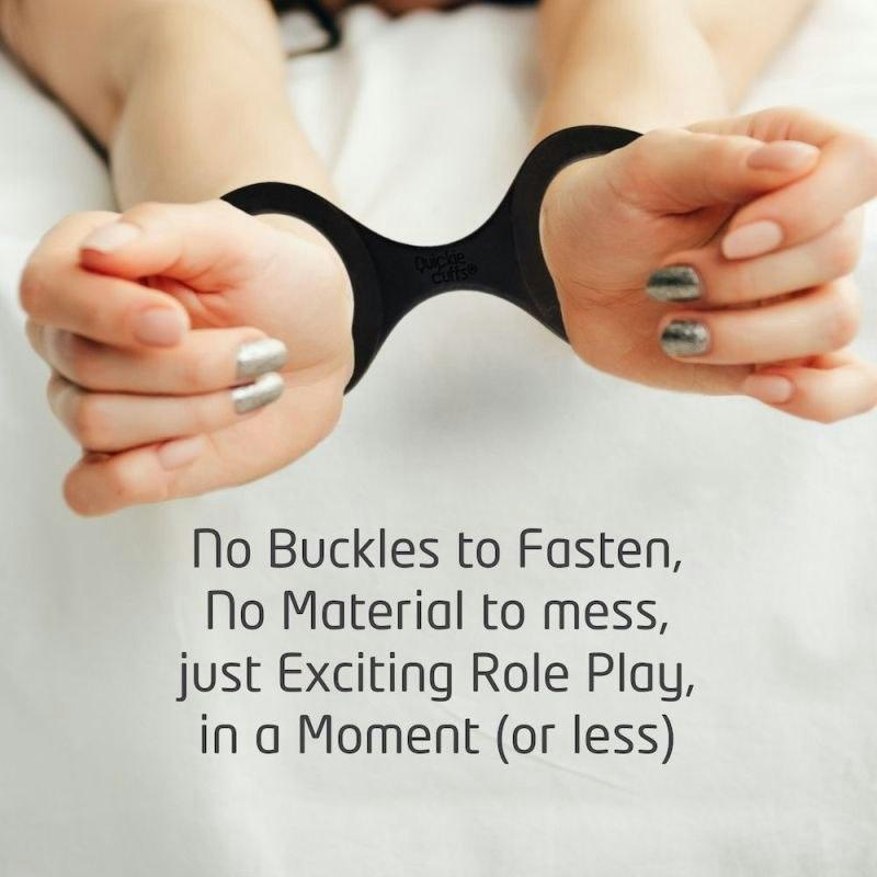 CreativeC Quickie Cuffs – Black Silicone Bondage Handcuffs (Medium) - Adult Toys