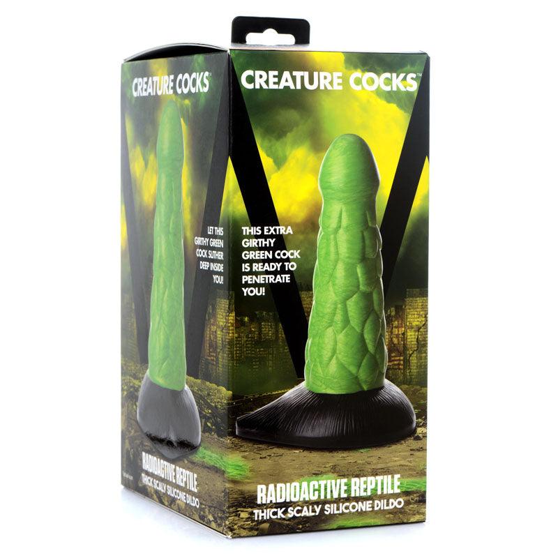 Creature Cocks Radioactive Reptile Thick Scaly Silicone Dildo - Green 19 cm Dildo - Naughty by Nature Adult Store