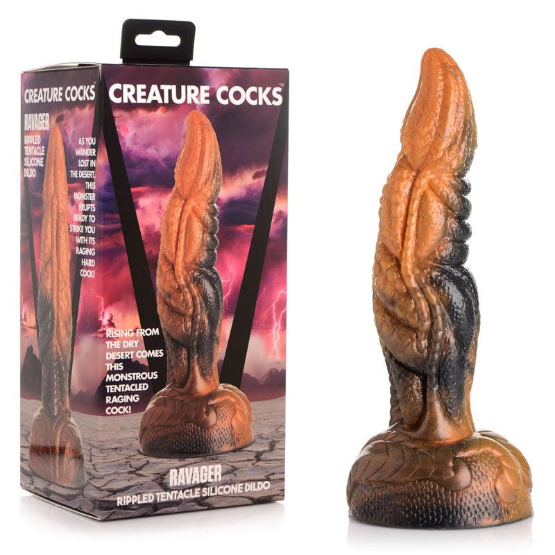 Creature Cocks Ravager Rippled Tentacle Silicone Dildo - Coloured 20.3 cm Fantasy Dildo - Naughty by Nature Adult Store