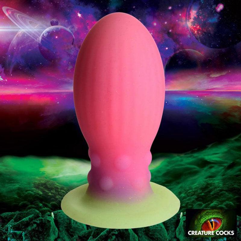 Creature Cocks Xeno Egg - Glow in Dark Pink 13.3 cm Large Fantasy Plug - Naughty by Nature Adult Store