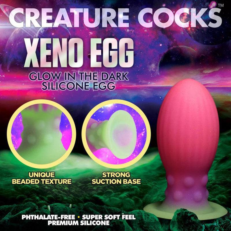 Creature Cocks Xeno Egg - Glow in Dark Pink 13.3 cm Large Fantasy Plug - Naughty by Nature Adult Store