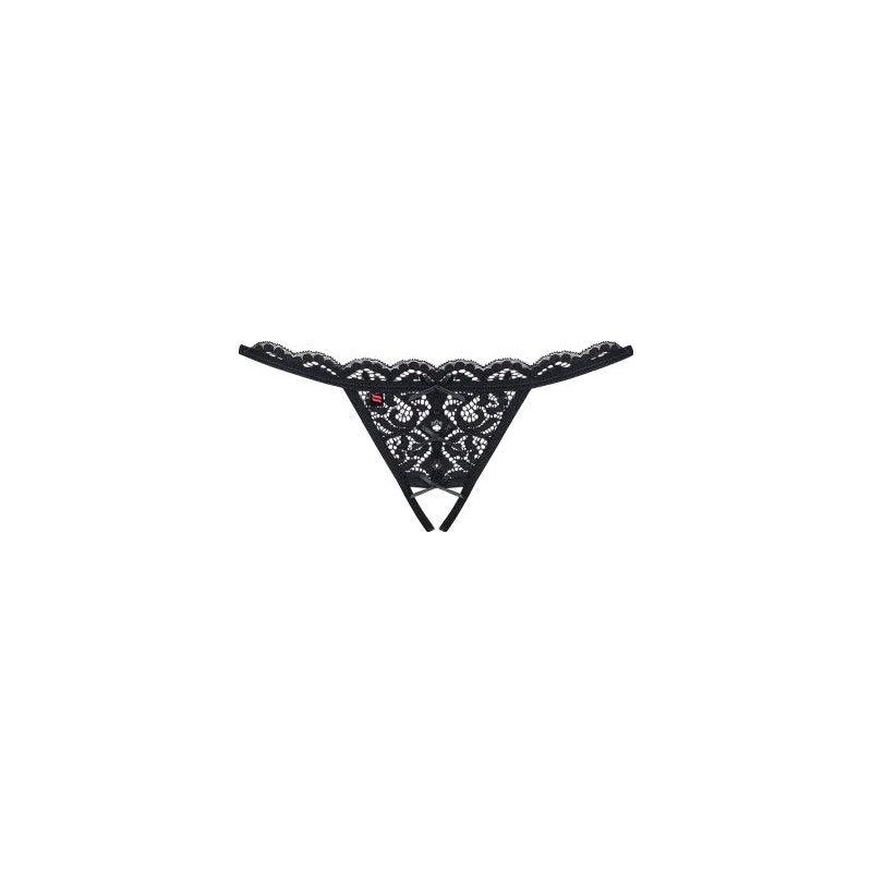 Crotchless Lace Thong 831 Black - Lingerie