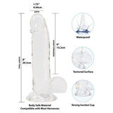 Crystal Dildo w Balls 8in Clear - Adult Toys