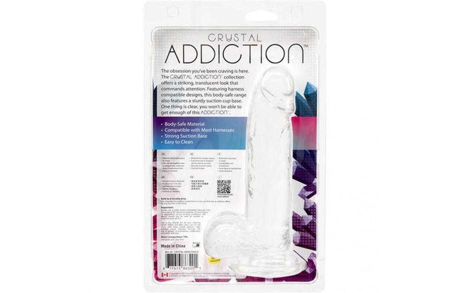 Crystal Dildo w Balls 8in Clear - Adult Toys