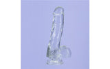 Crystal Dildo w Balls 8in Clear - Adult Toys