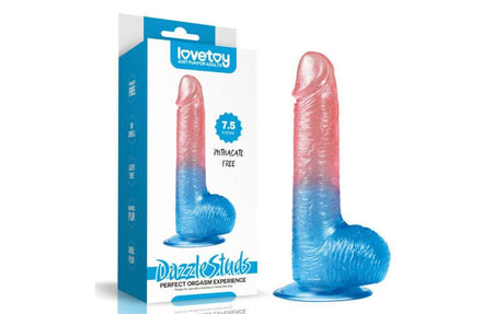 Dazzle Studs Dildo 7.5in Pink/Blue - Adult Toys