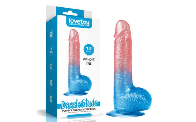 Dazzle Studs Dildo 7.5in Pink/Blue - Adult Toys