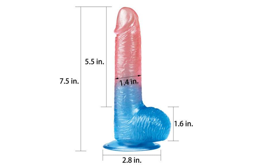 Dazzle Studs Dildo 7.5in Pink/Blue - Adult Toys