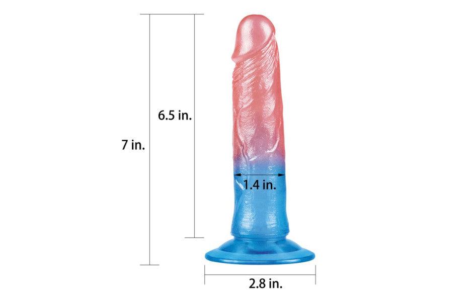 Dazzle Studs Dildo 7in Pink/Blue - Adult Toys