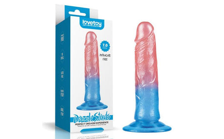 Dazzle Studs Dildo 7in Pink/Blue - Naughty by Nature Adult Store