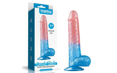 Dazzle Studs Dildo 9in Pink/Blue - Adult Toys