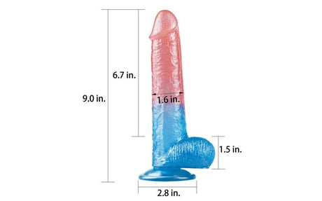 Dazzle Studs Dildo 9in Pink/Blue - Adult Toys