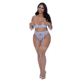 Demi Bra Garter and Thong Set - Lingerie