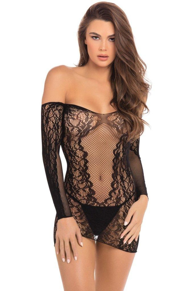 Demure Long Sleeve Mini Dress - Lingerie
