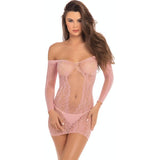 Demure Long Sleeve Mini Dress - Lingerie