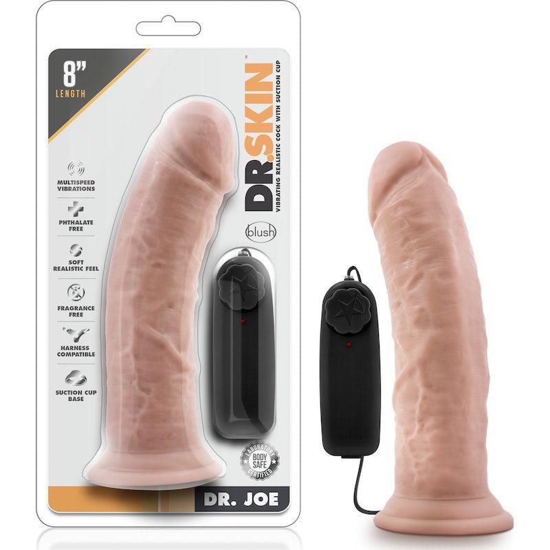 Dr Skin Dr Joe 8in Vibrating Cock with Suction Cup Vanilla - Naughty by Nature Adult Store