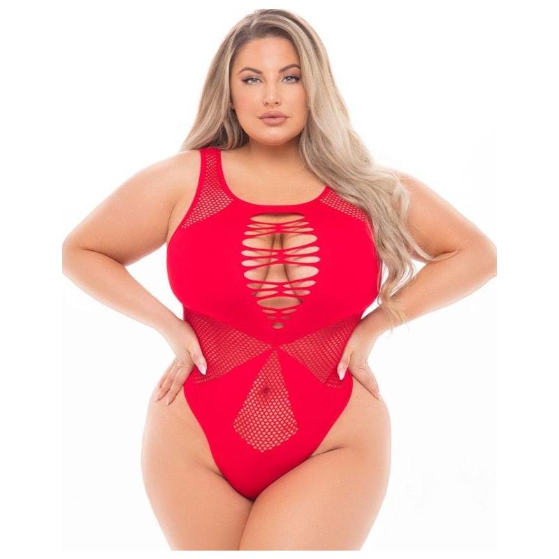 Duchess High Neck Bodysuit Red - Naughty by Nature Adult Store