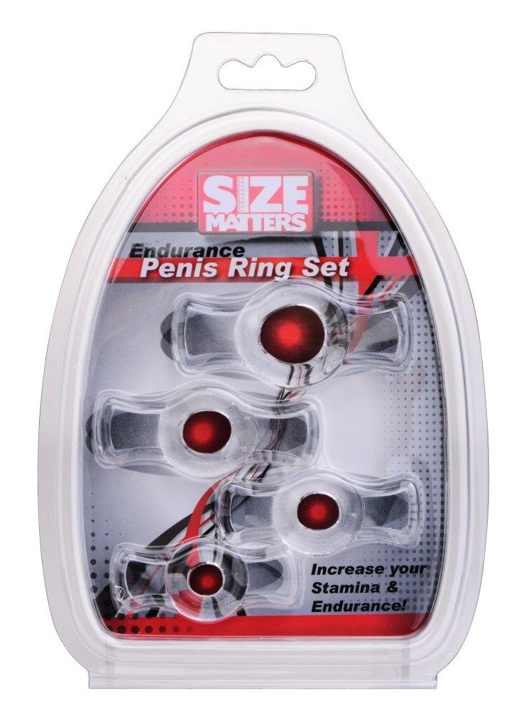 Endurance Clear 4 Ring Penis Set - Adult Toys