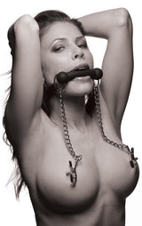 Equine Silicone Bit Gag With Nipple Clamps - Naughty by Nature Adult Store