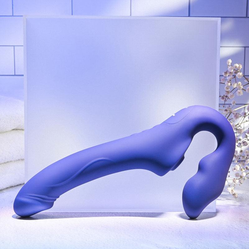 Evolved 2 BECOME 1 - Purple 23.5 cm USB Rechargeable Strapless Strap - On with Remote - STRAP - ONS