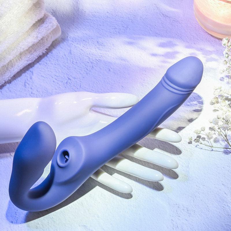 Evolved 2 BECOME 1 - Purple 23.5 cm USB Rechargeable Strapless Strap - On with Remote - STRAP - ONS