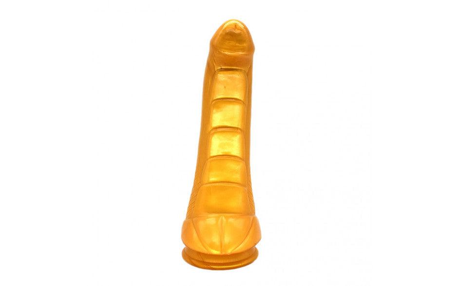 FAAK Hunchback Penis Shaped Silicone Dildo - Gold (24cm x 7.2cm) - Adult Toys