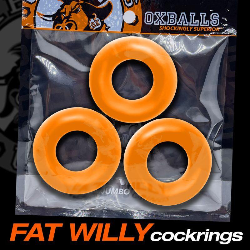 Fat Willy 3 Pc Jumbo Cockrings Orange - Adult Toys