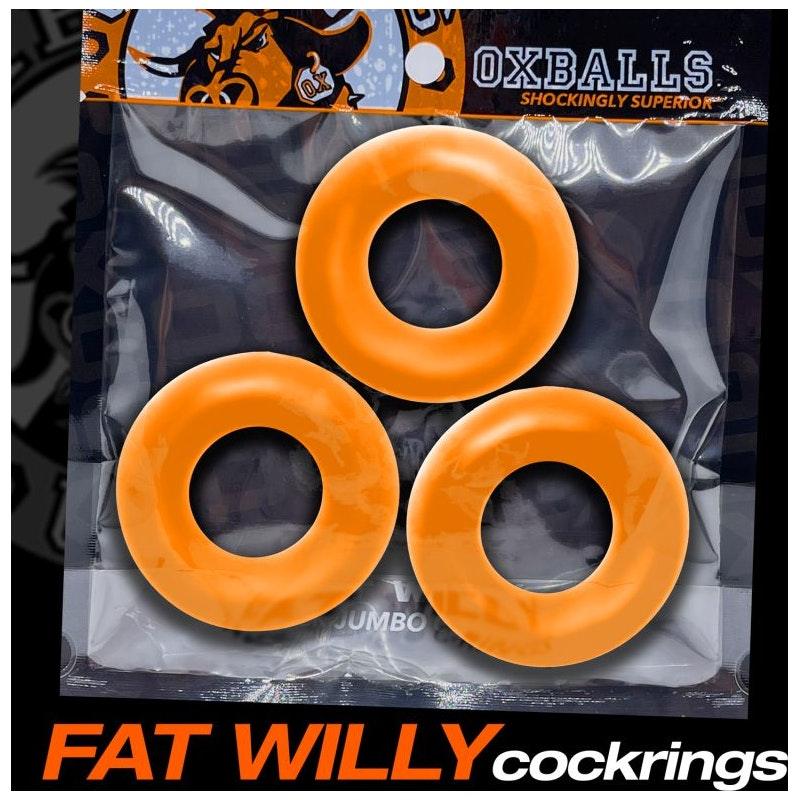 Fat Willy 3 Pc Jumbo Cockrings Orange - Adult Toys
