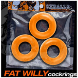 Fat Willy 3 Pc Jumbo Cockrings Orange - Adult Toys