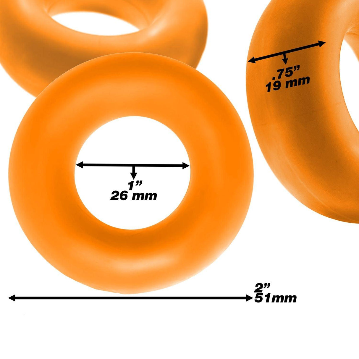 Fat Willy 3 Pc Jumbo Cockrings Orange - Adult Toys
