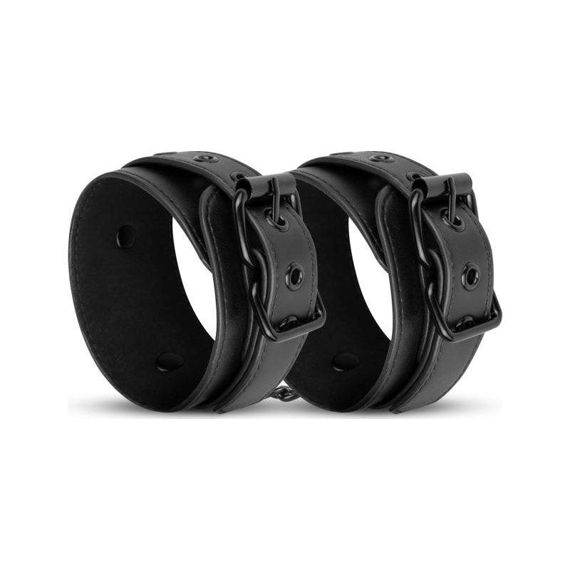 Faux Leather Ankle Cuffs Black - Adult Toys